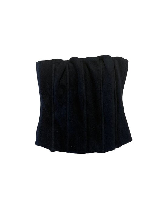 SKIMS Tops - Skims Onyx Black Fleece Strapless Back Zip Corset Women's Size XX-Small XXS